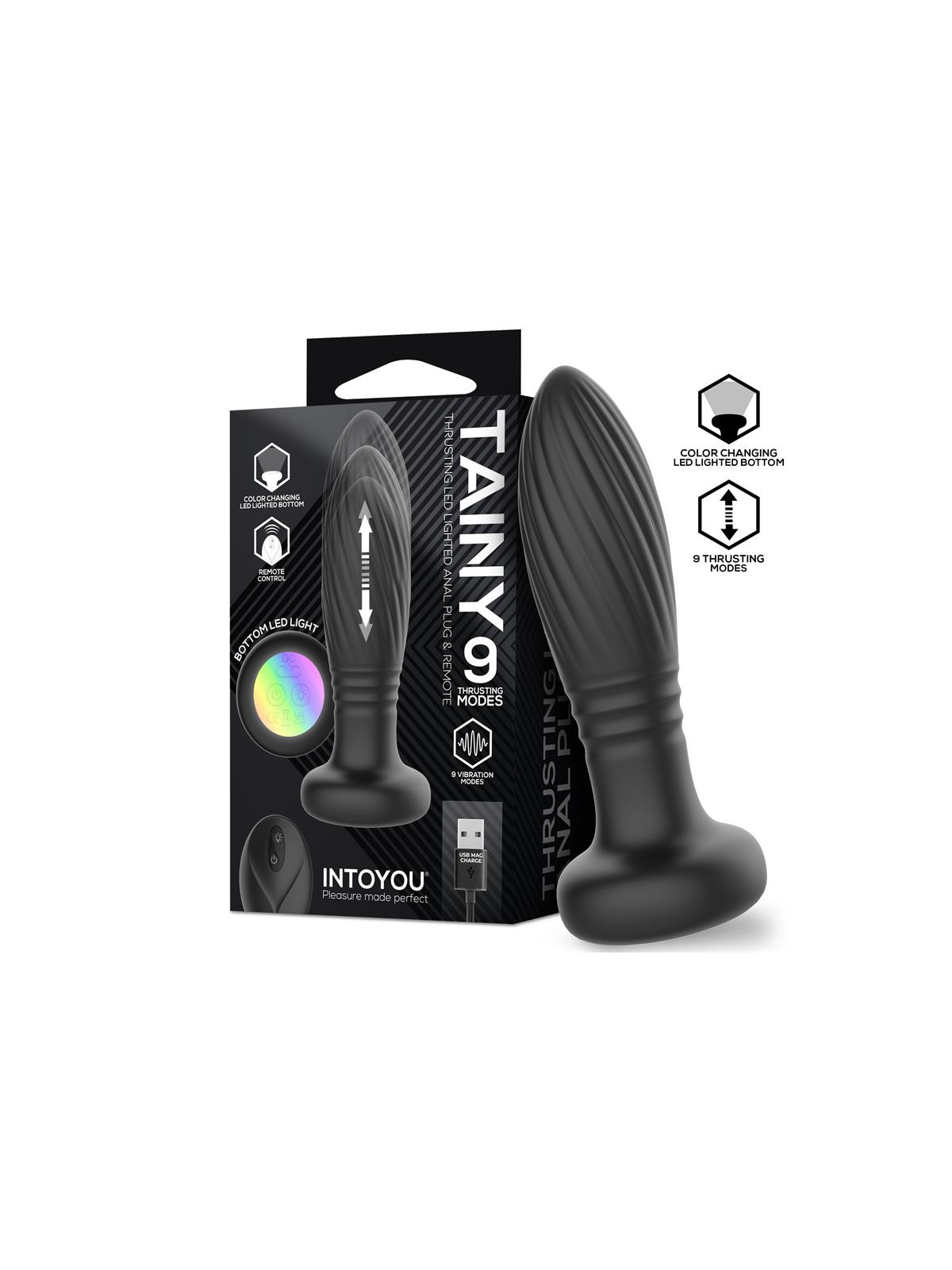 Tainy Plug Anal con Thrusting y Luces Led con Control Remoto