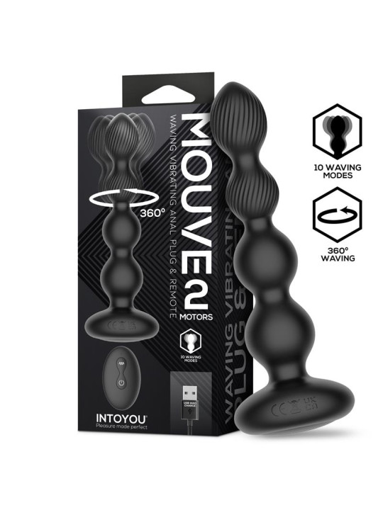 Mouve Plug Anal con Waving y Vibración con Control Remoto 2 Motores