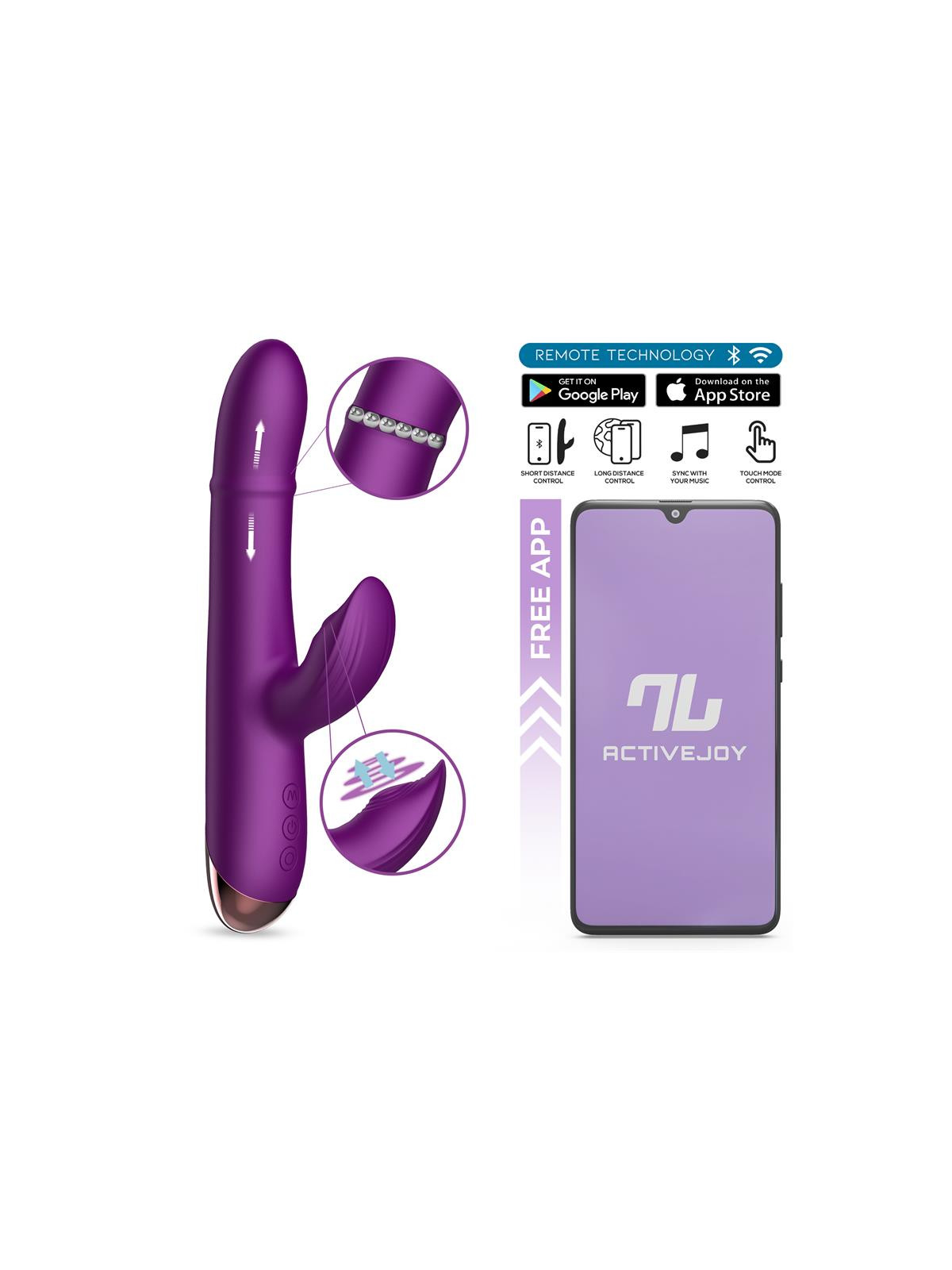 Sendel Vibrador con Anillo de Bolas Internas Up and Down y Pulsación con App