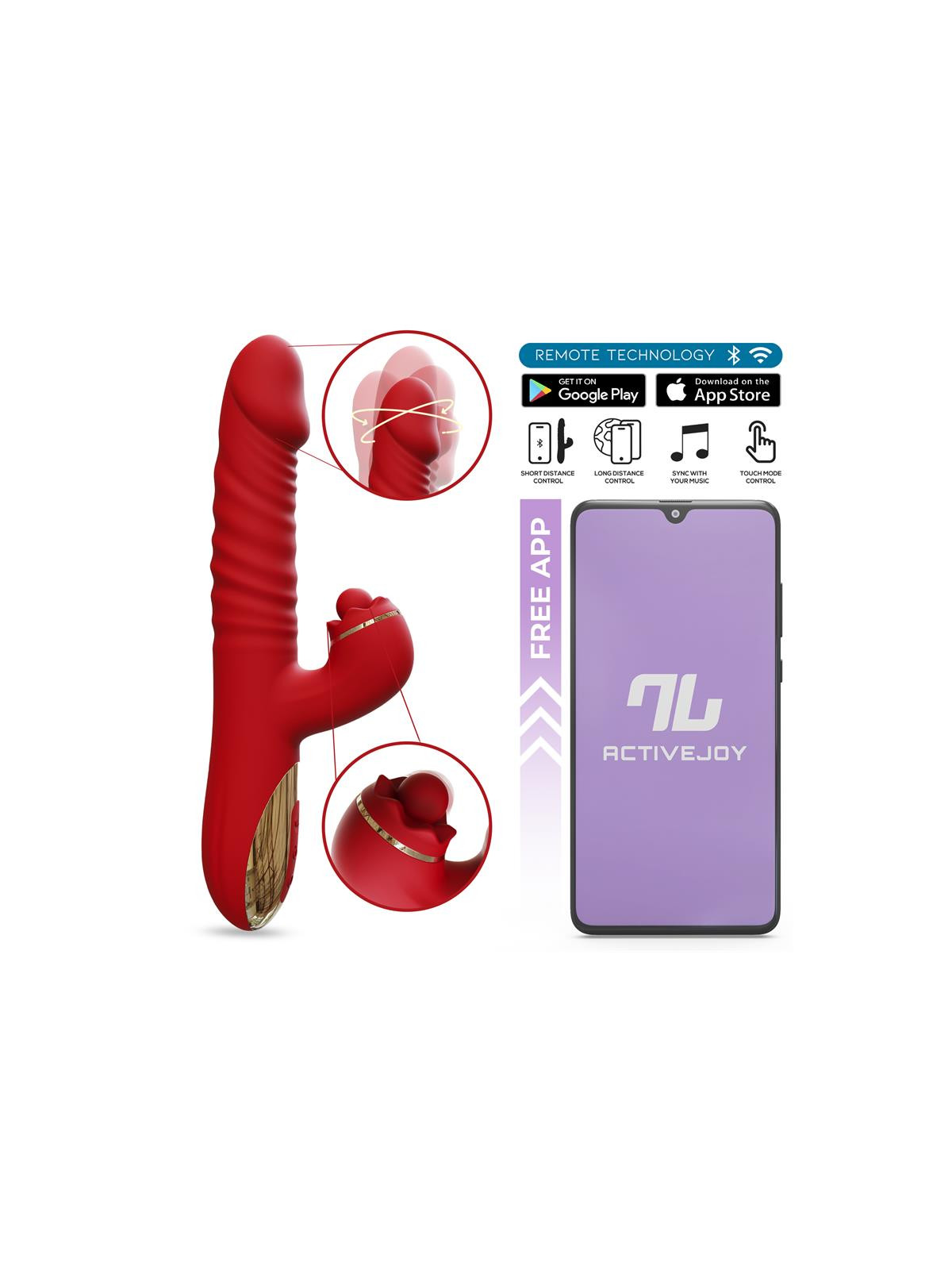 Ascen Vibrador con Thrusting y Waving y APP USB Magnético