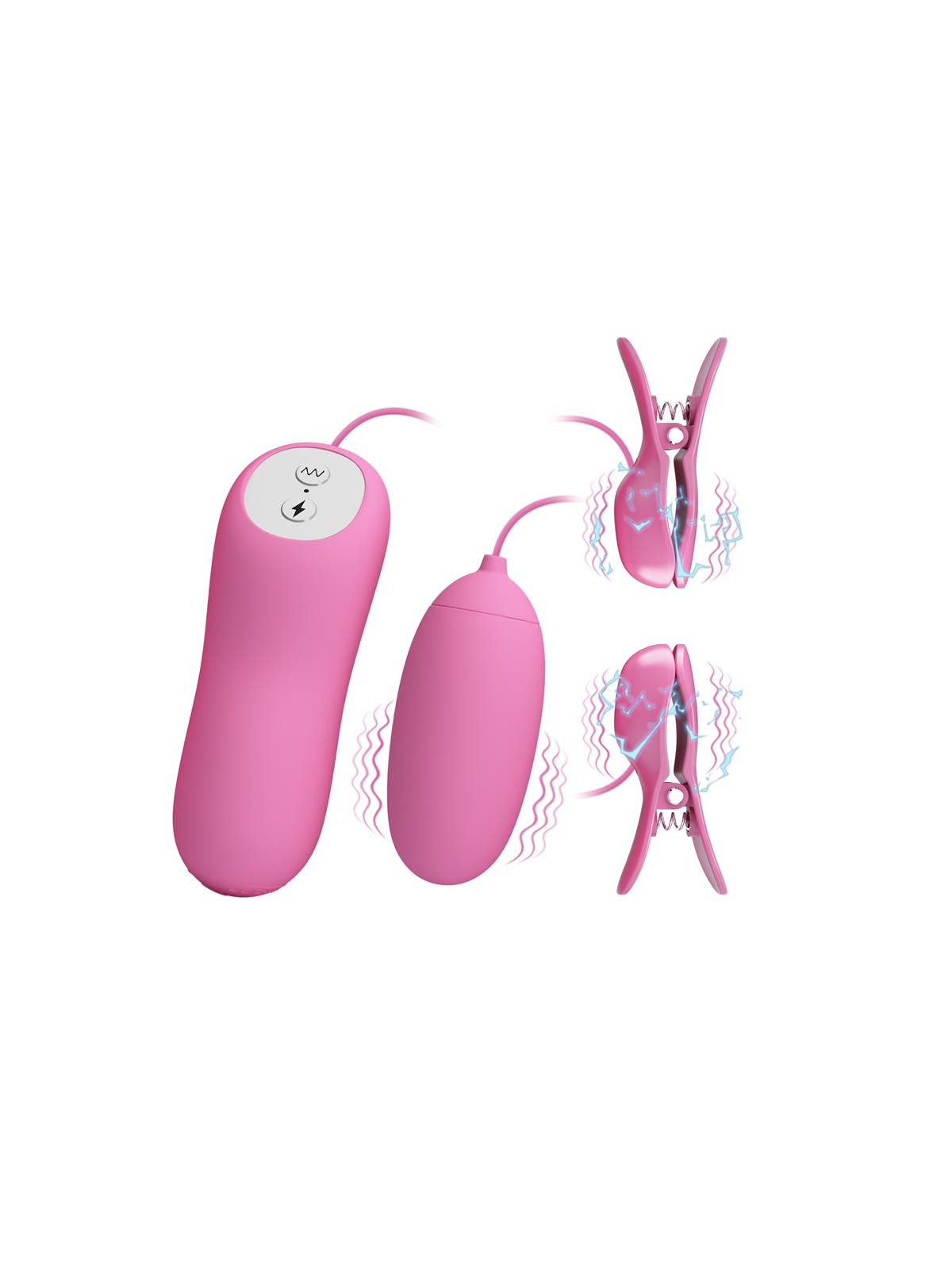 Pinzas para Pezones y Huevo Vibrador con Electro shock