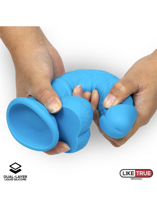 Dildo Realista Silicona Líquida Dual Layer 8 Azul