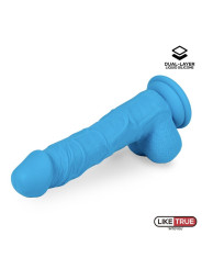 Dildo Realista Silicona Líquida Dual Layer 8 Azul