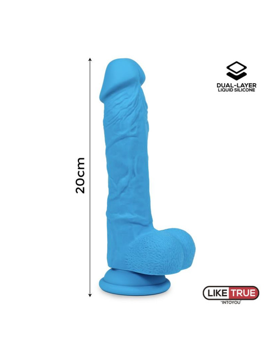 Dildo Realista Silicona Líquida Dual Layer 8 Azul