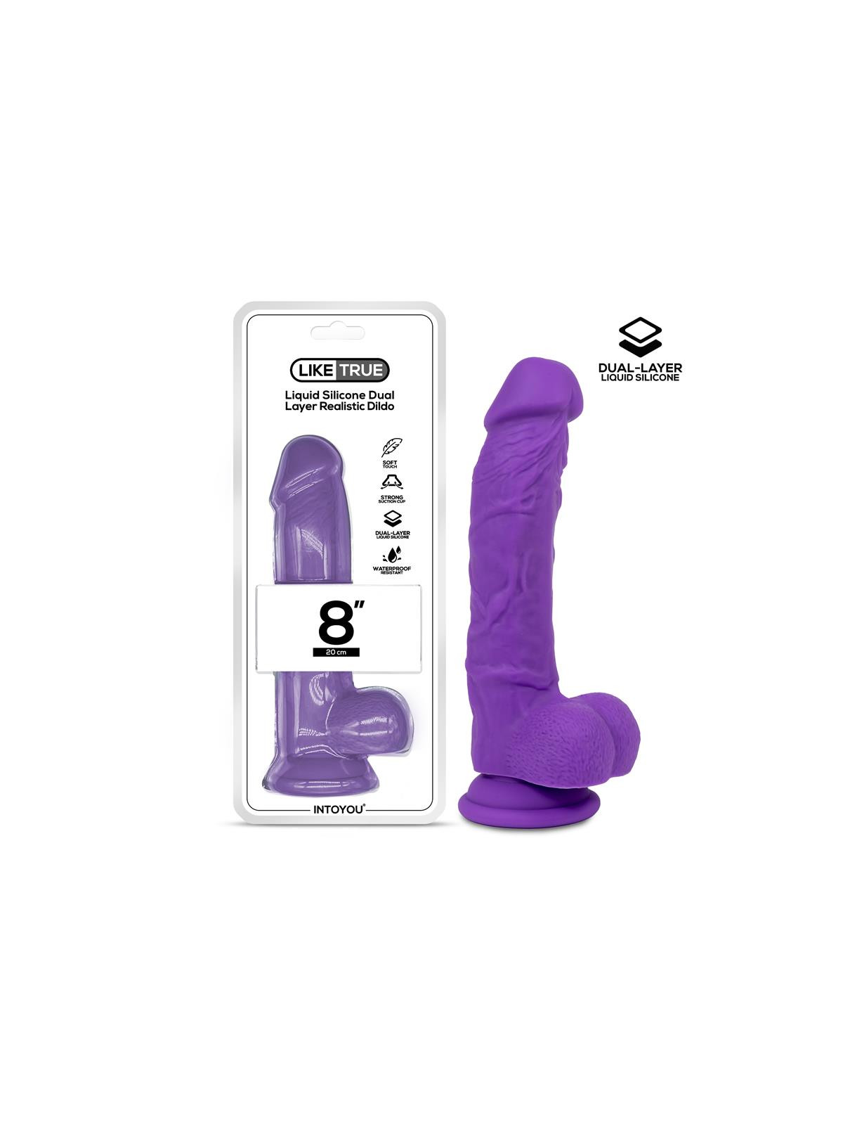 Dildo Realista Silicona Líquida Dual Layer 8 Púrpura