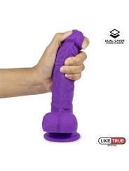 Dildo Realista Silicona Líquida Dual Layer 8 Púrpura