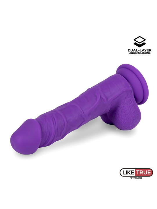 Dildo Realista Silicona Líquida Dual Layer 8 Púrpura