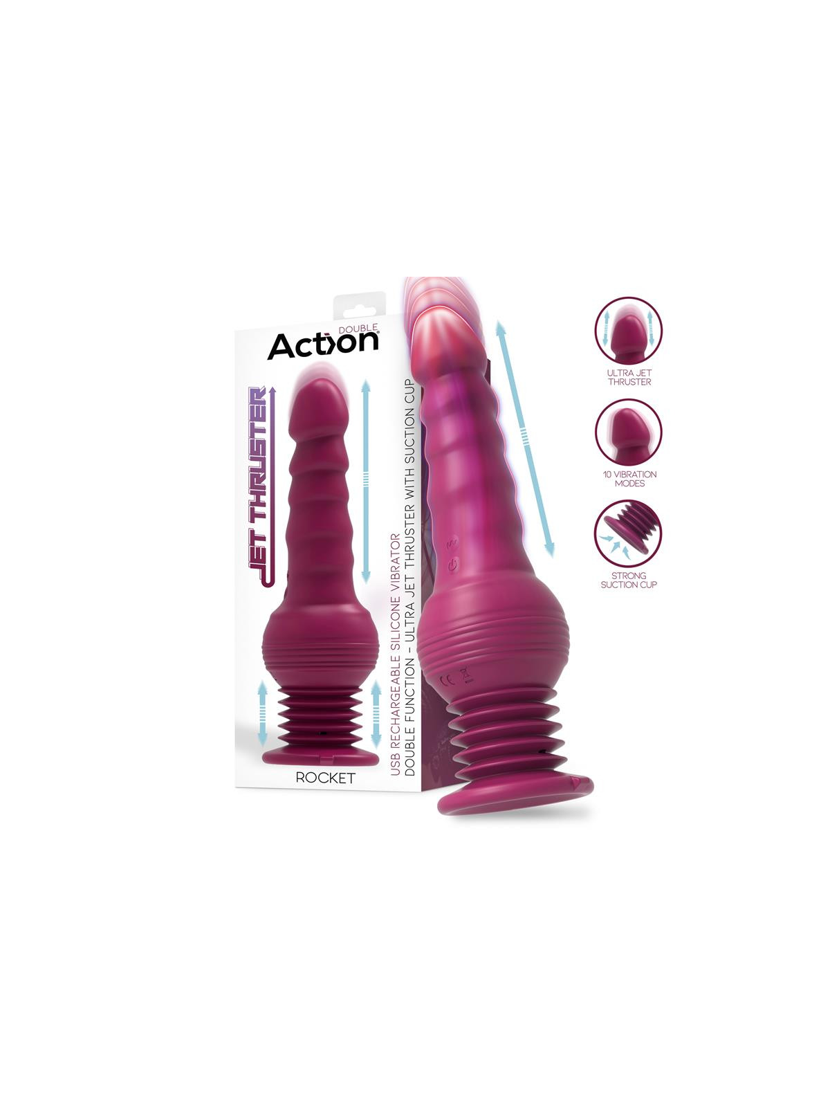 Rocket Vibrador con Thrusting Ultra Jet Thruster con Potente Ventosa