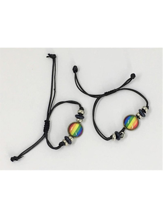 Pulsera Ajustable con Círculo Bandera LGBT+