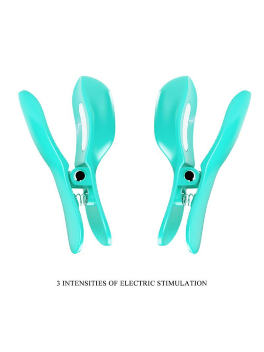 Surprise Box Huevo Vibrador y Pinzas para Pezones con Electro Estimulación Azul