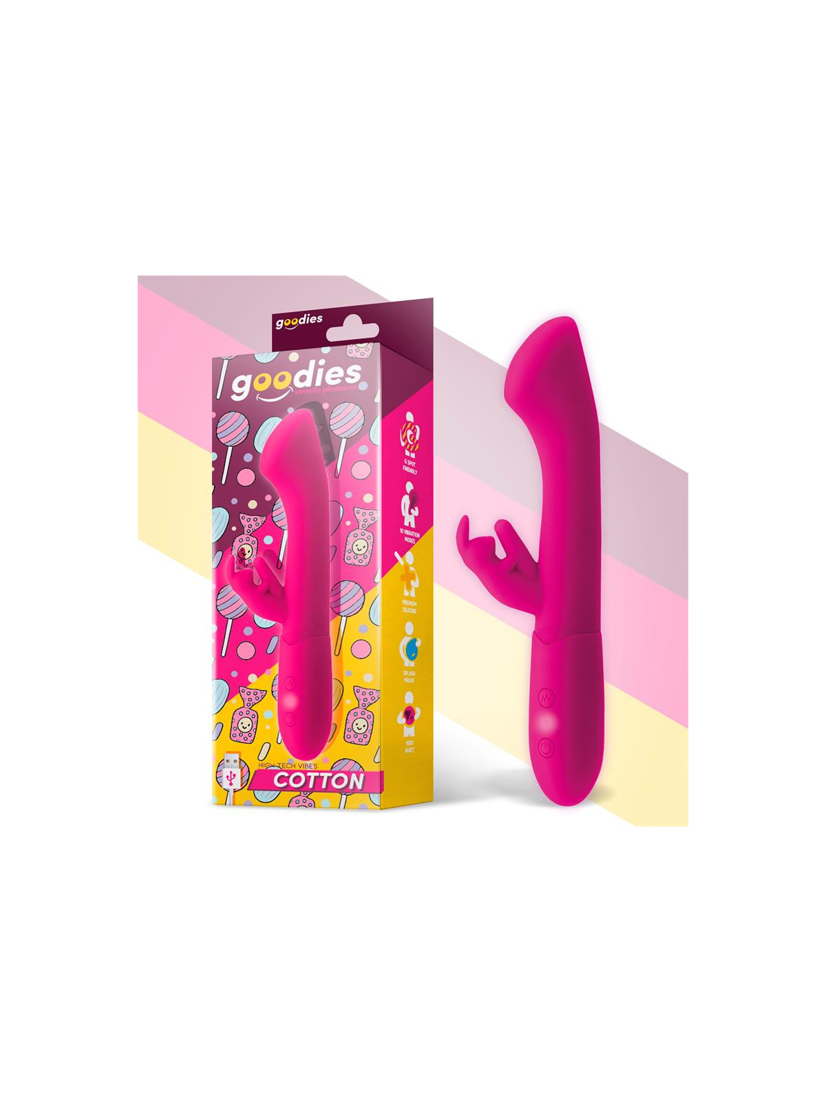 Cotton Vibrador Punto G y Conejito USB Silicona Fuchsia