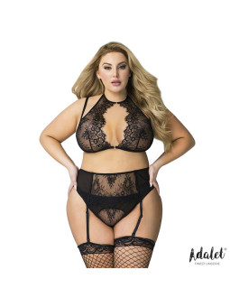 Conjunto Lencería Nisa Talla 44-46: Sujetador, Liguero y Tanga