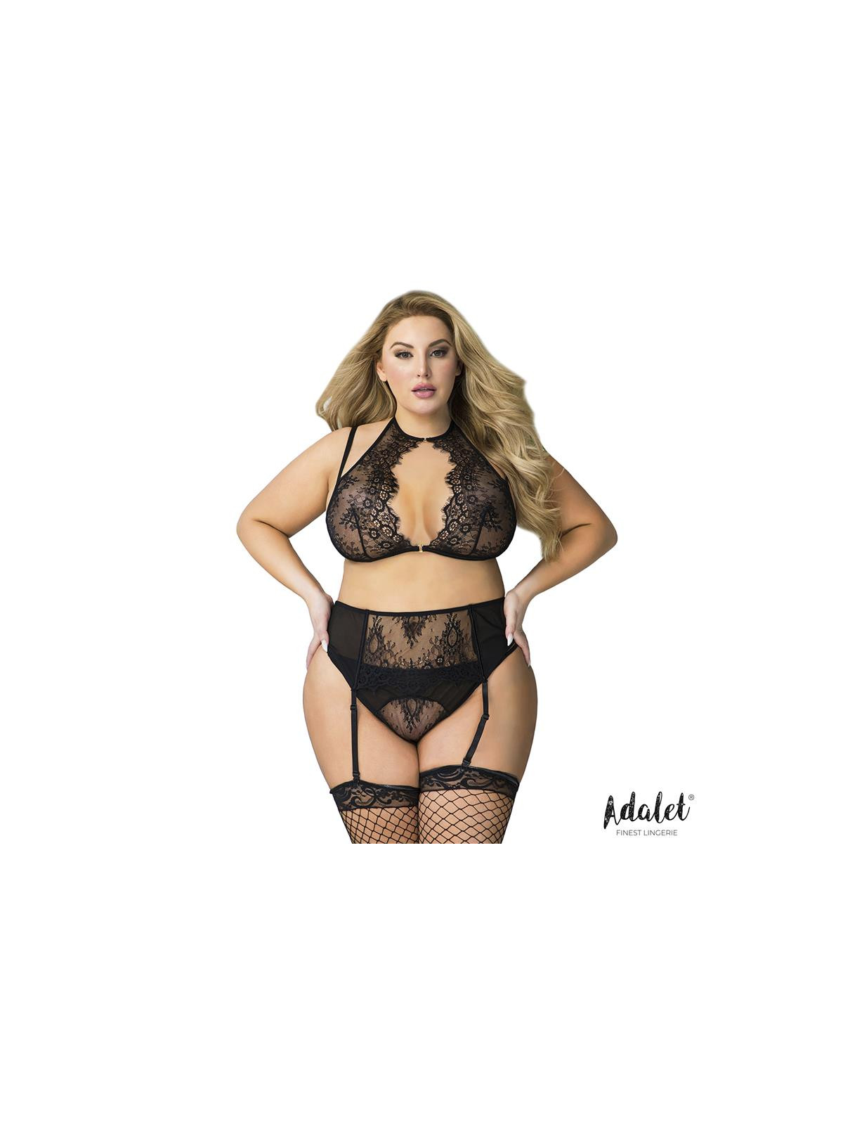 Conjunto Lencería Nisa Talla 44-46: Sujetador, Liguero y Tanga