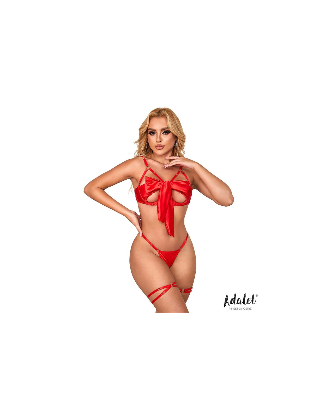 Conjunto Lencería Riley: Sujetador, Tanga y Ligas