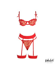 Zoey Set Sujetador, Tanga y Liguero con Corazones Rojo