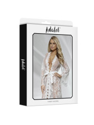 Lucy Peignoir Semi Transparente y Tanga Blanco