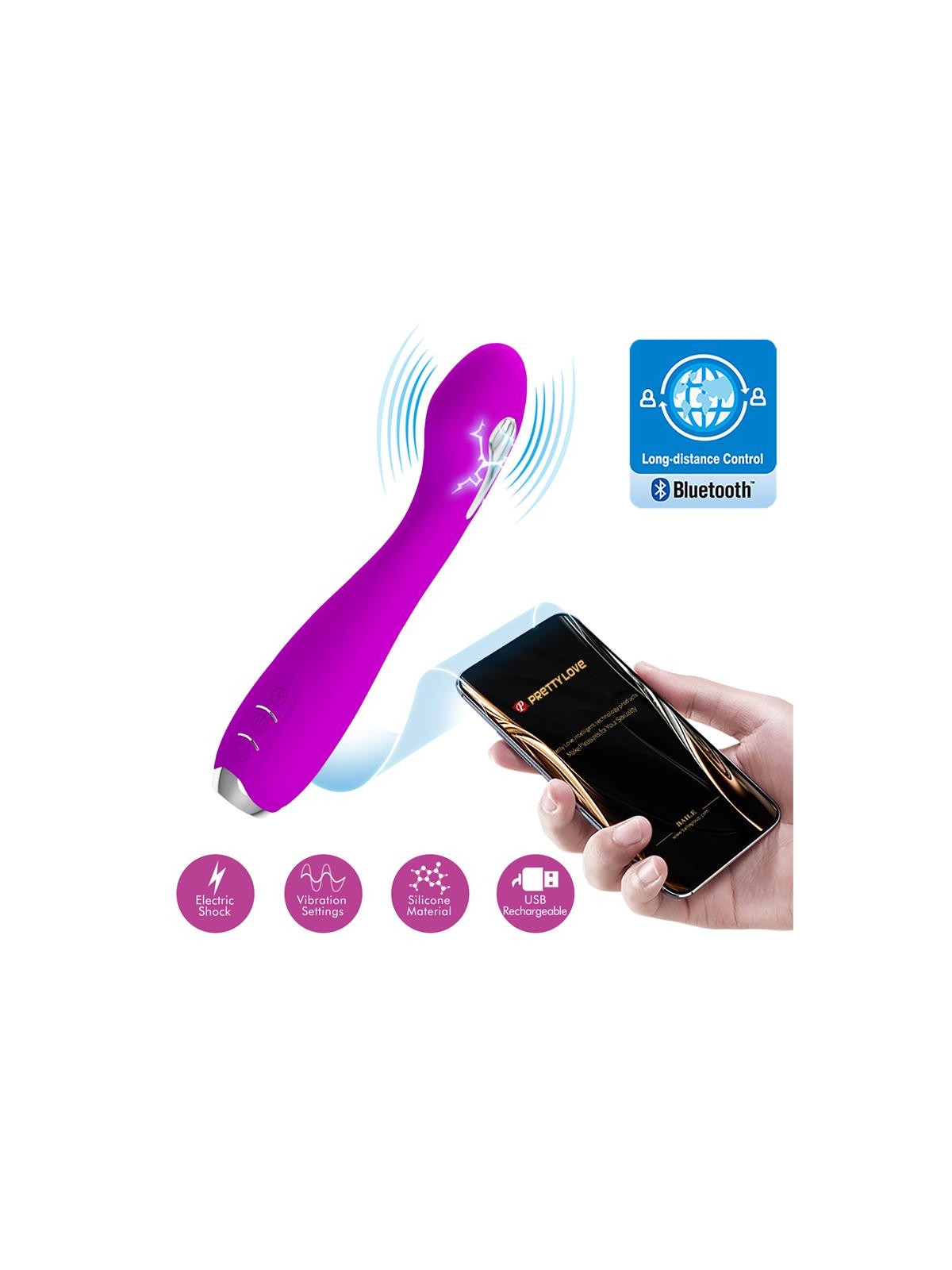 Hector Vibrador con Electroshock y App Rosa