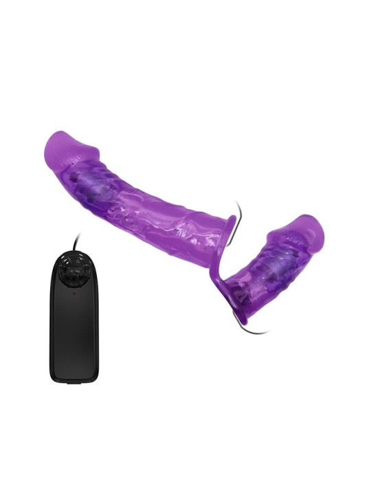 Arnés con Dildo Doble y Vibración Púrpura