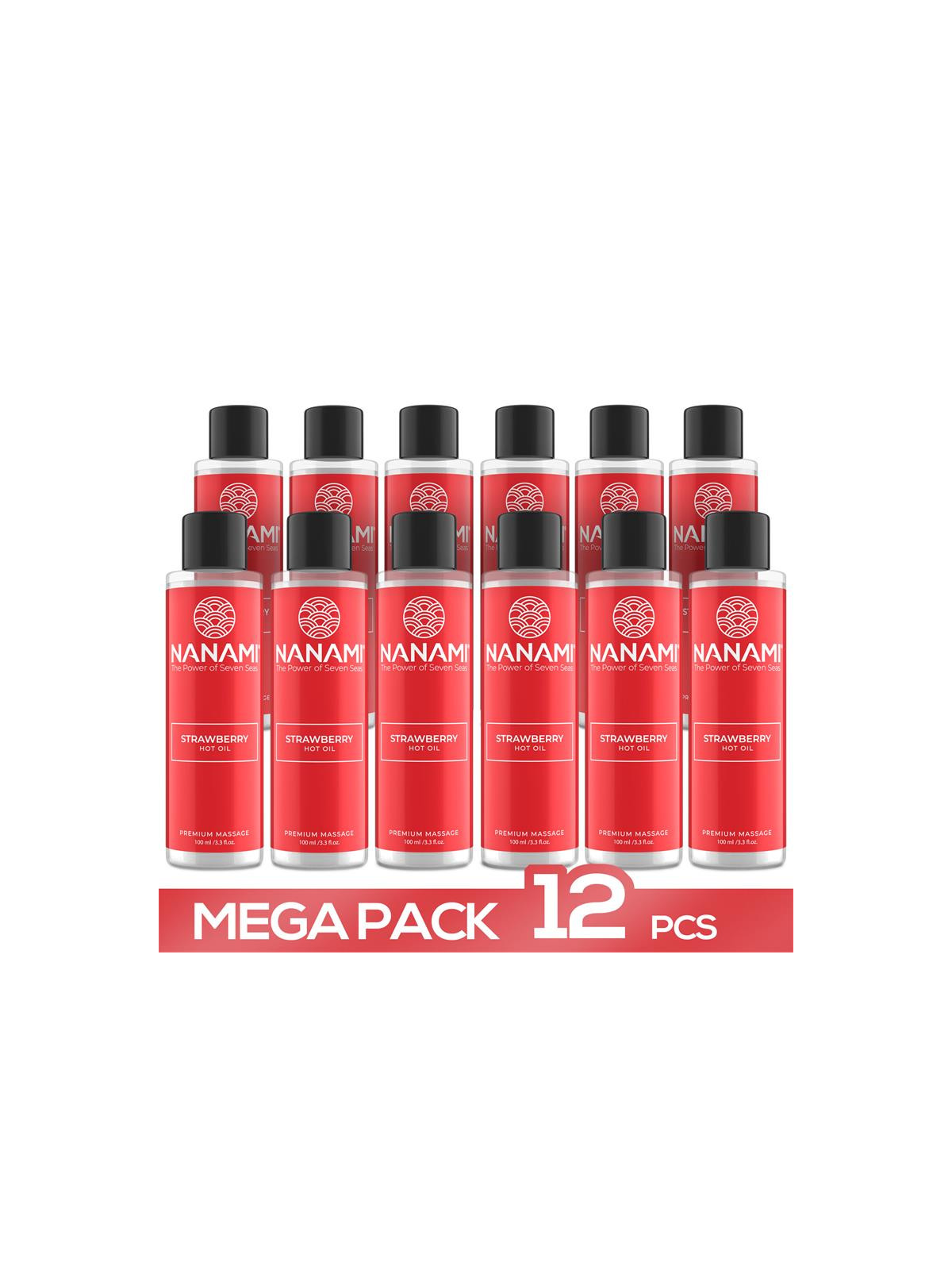 Pack 12 Aceite de Masaje Efecto Calor Aroma Fresa 100 ml