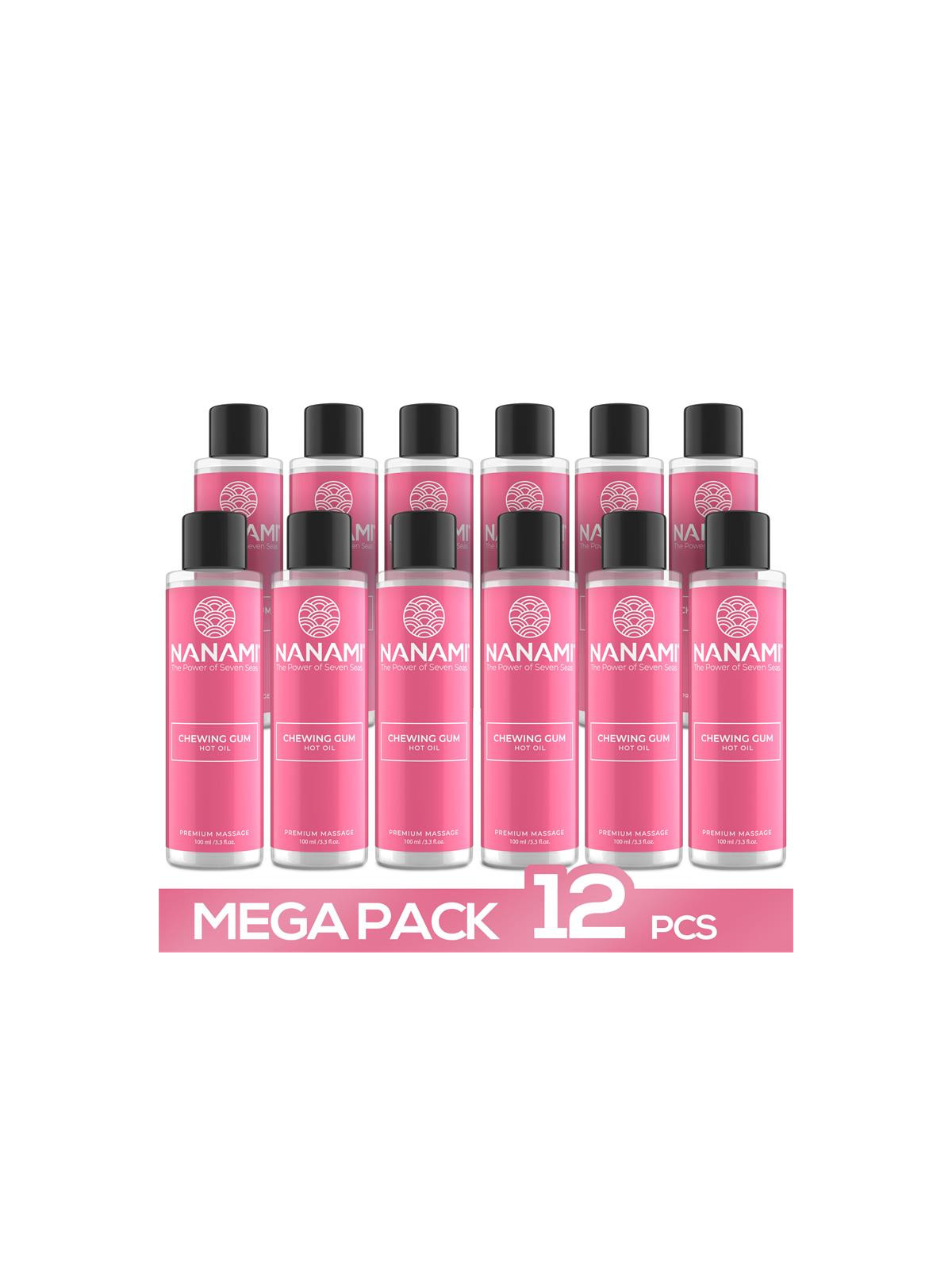 Pack 12 Aceite de Masaje Efecto Calor Aroma Chicle 100 ml