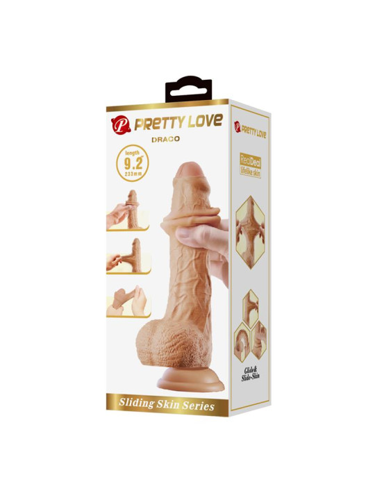 Dildo Realista con Piel Deslizante Retractil 23.3 cm