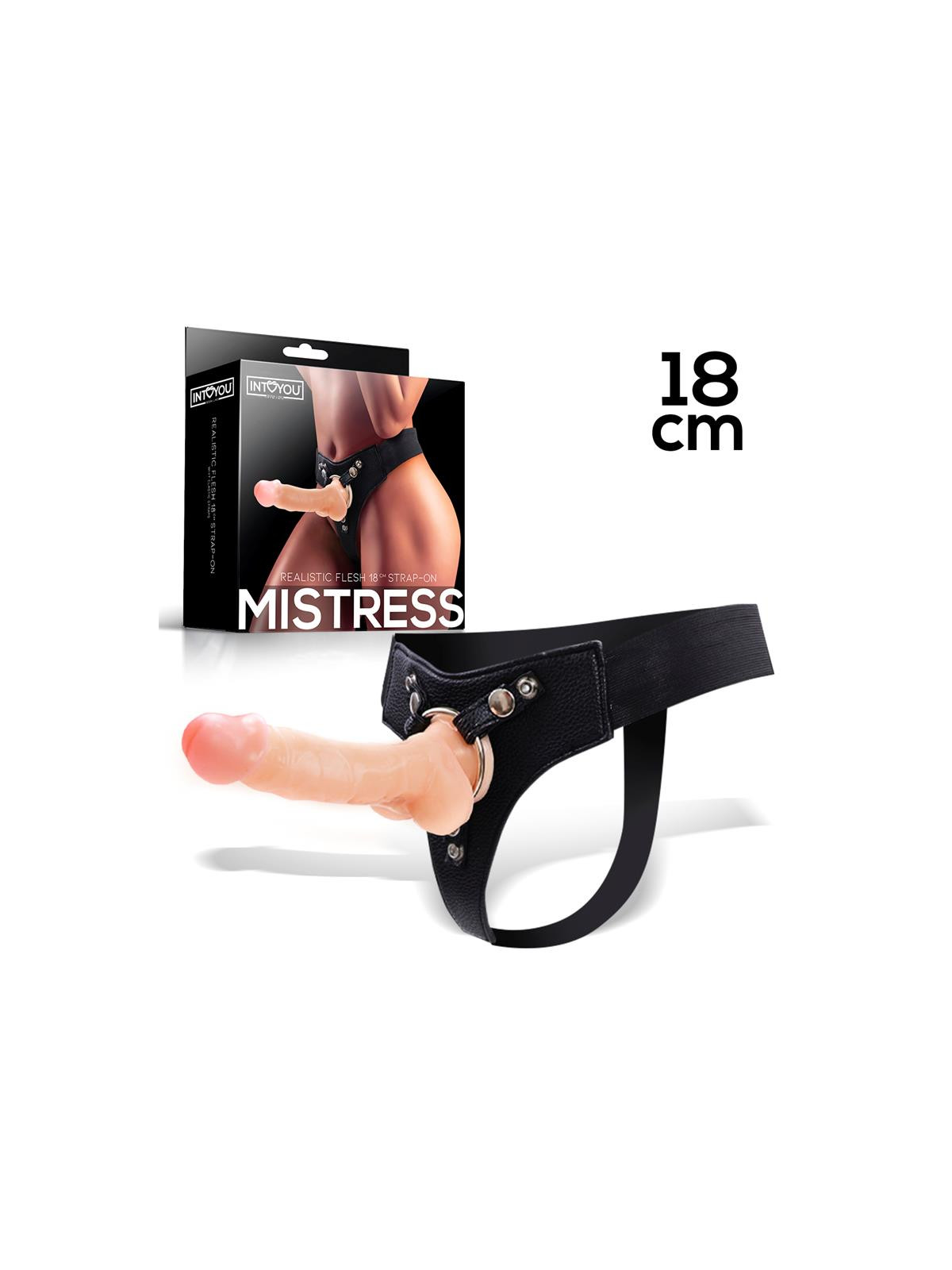 Mistress Arnés Elástico con Dildo de Silicona de 18 cm Natural