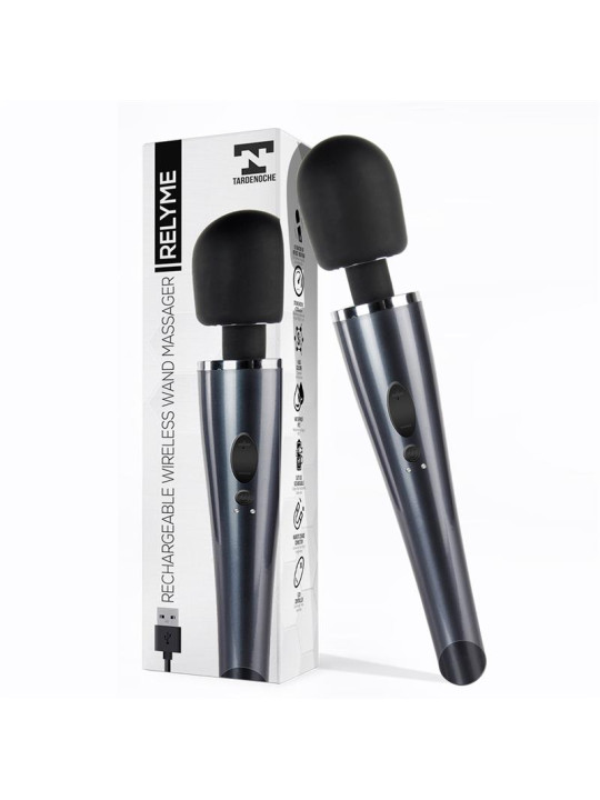 Wand Massager Relyme USB Silicone Black