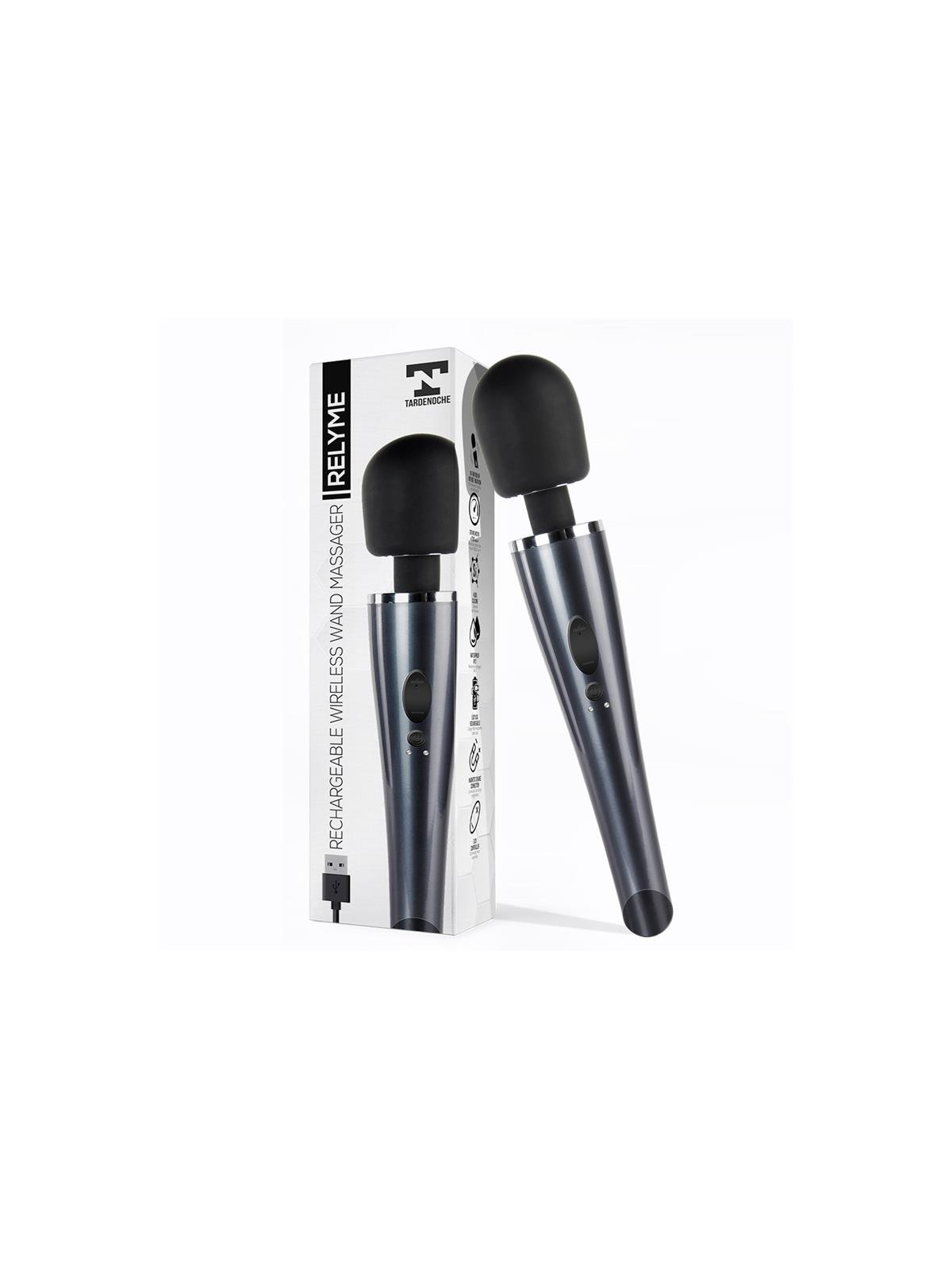 Wand Massager Relyme USB Silicone Black