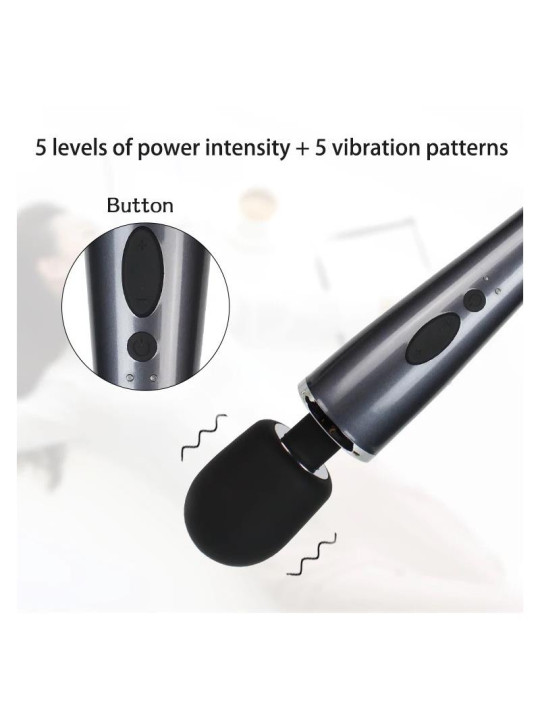 Wand Massager Relyme USB Silicone Black