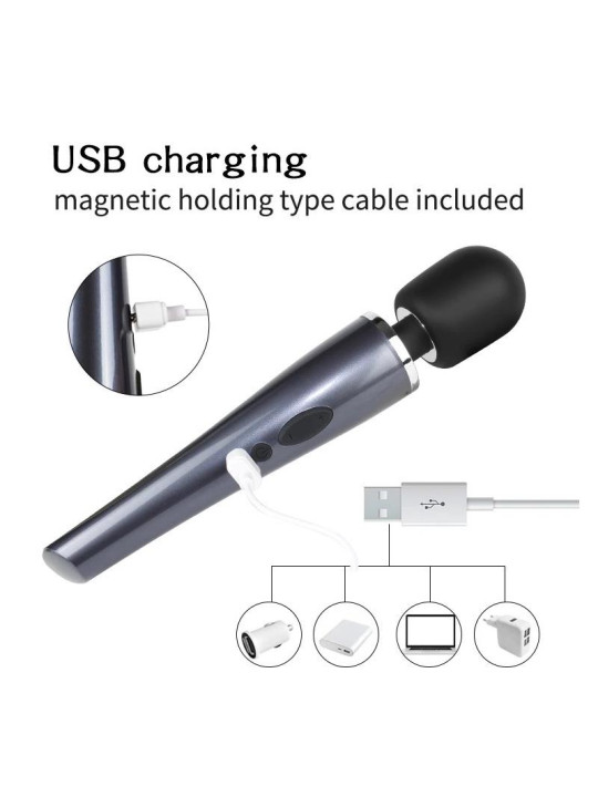 Wand Massager Relyme USB Silicone Black