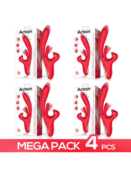 Pack de 4 Limbe Vibrador con Lengua Flip-Flap, Bola Percutora y Up and Down