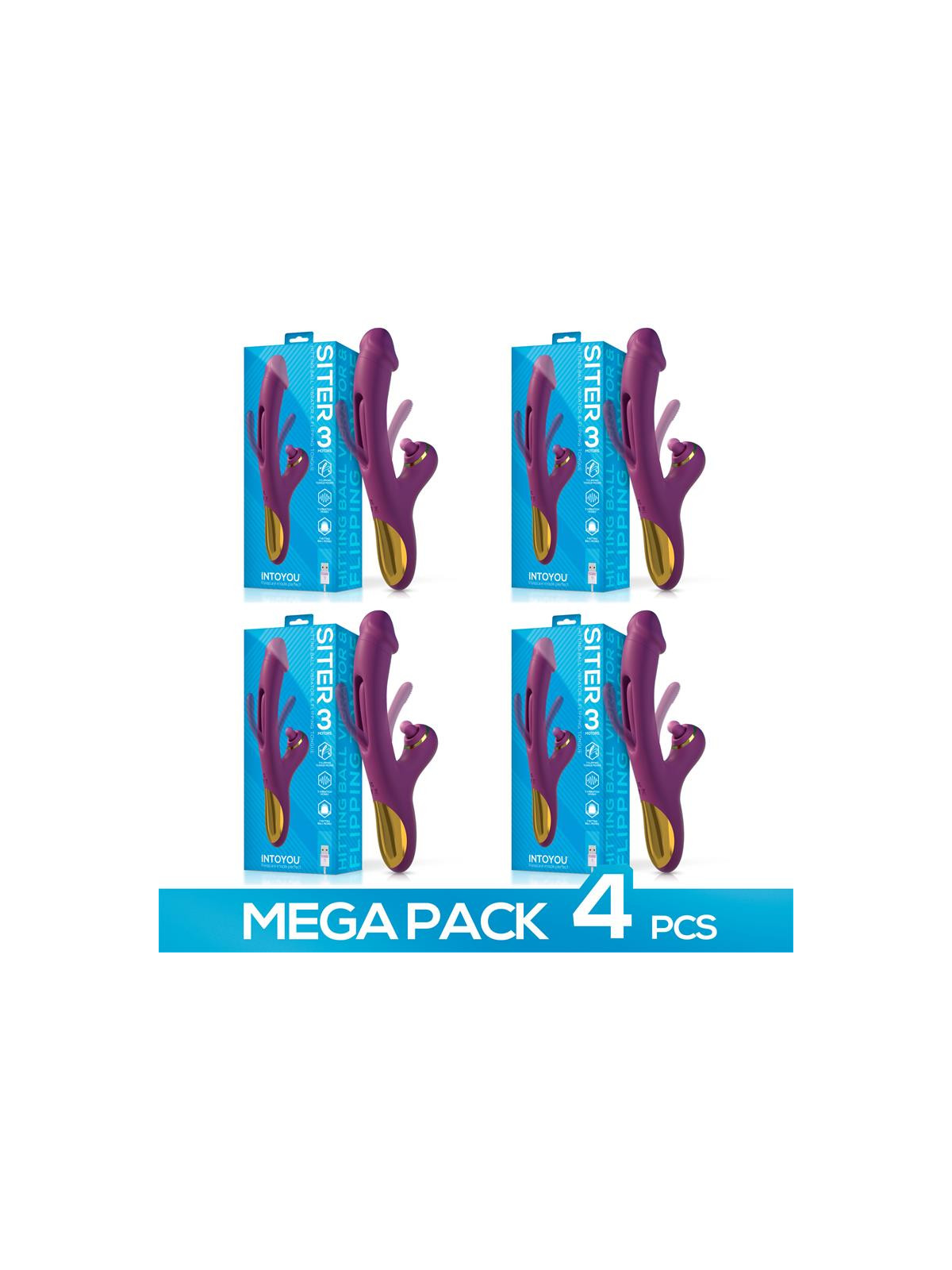 Pack de 4 Siter Vibrador con Lengua Movimiento Flipping y Bola Golpeteo