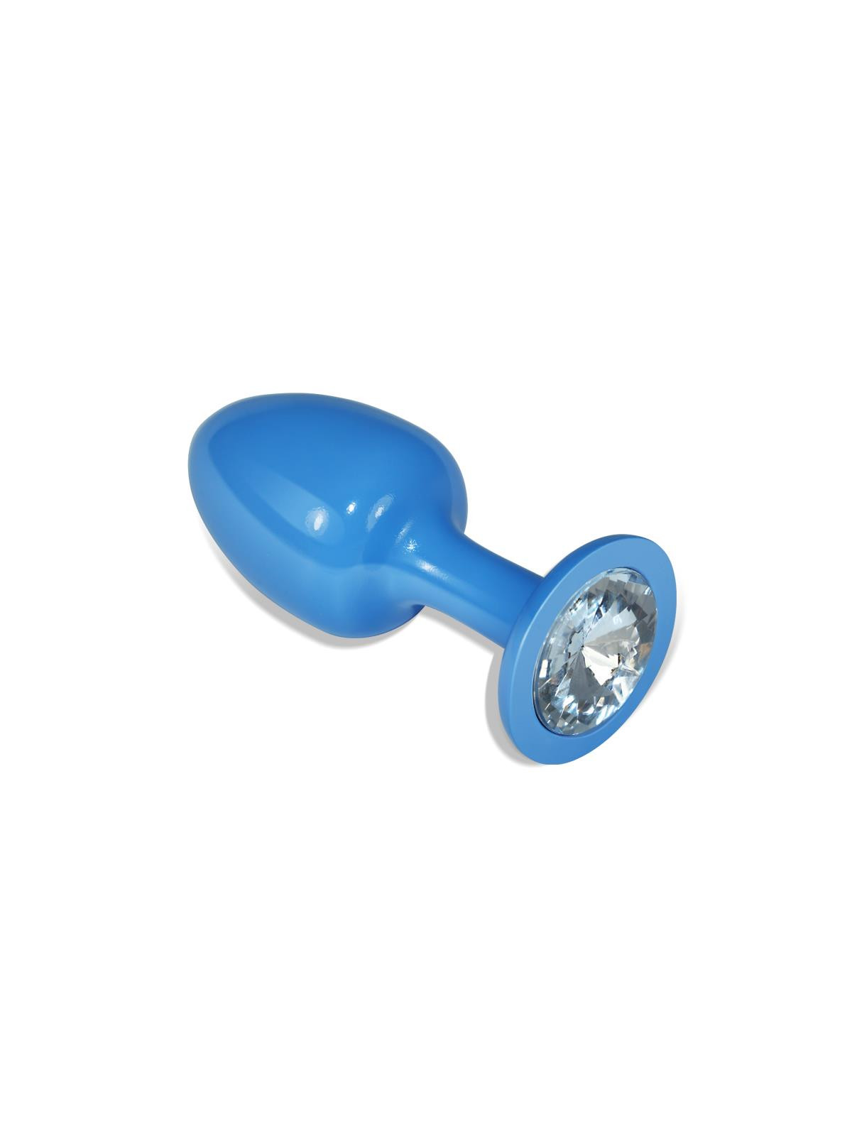 Plug Anal de Metal Azul Rosebud con Joya Transparente