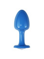 Plug Anal de Metal Azul Rosebud con Joya Transparente