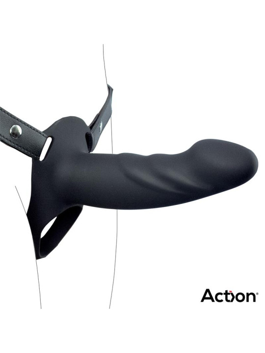 Arnés Strap-on con Dildo Hueco Silicona Premium Talla L Negro