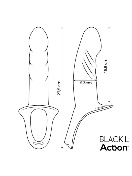 Arnés Strap-on con Dildo Hueco Silicona Premium Talla L Negro