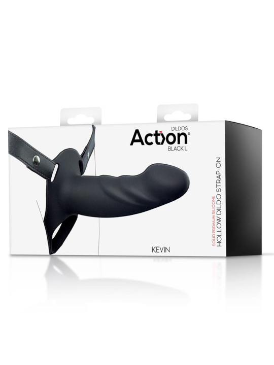 Arnés Strap-on con Dildo Hueco Silicona Premium Talla L Negro