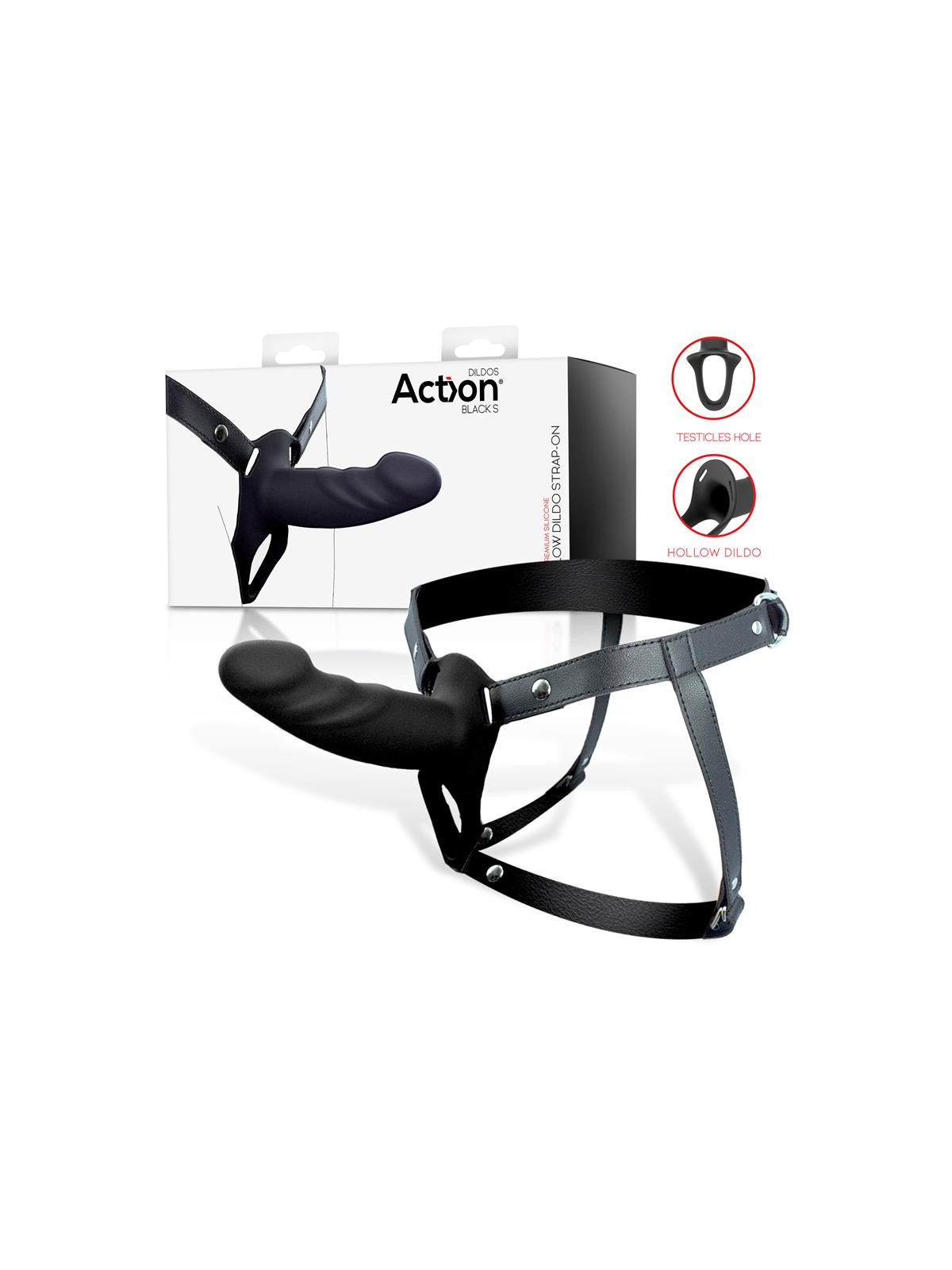 Arnés Strap-On con Dildo Hueco Silicona Premium Talla S Negro