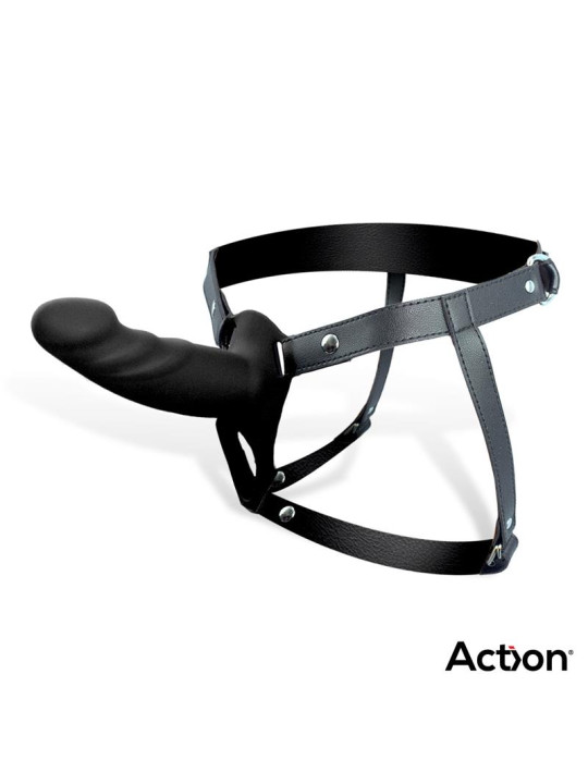 Arnés Strap-On con Dildo Hueco Silicona Premium Talla S Negro