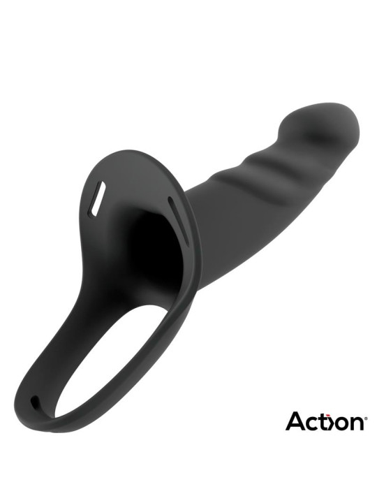 Arnés Strap-On con Dildo Hueco Silicona Premium Talla S Negro