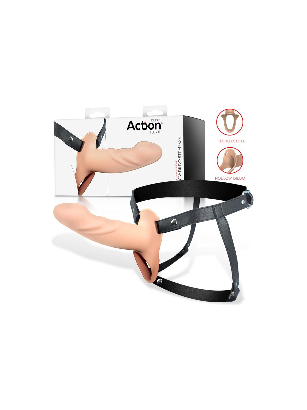 Arnés Strap-on con Dildo Hueco Silicona Premium Talla L