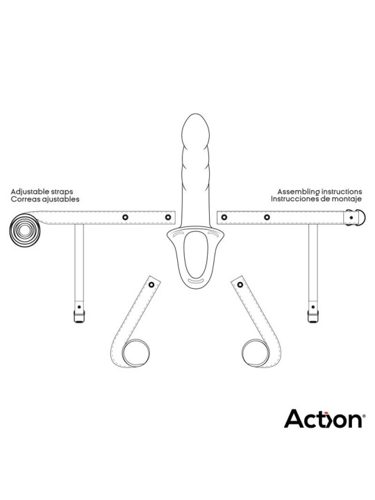 Arnés Strap-on con Dildo Hueco Silicona Premium Talla L