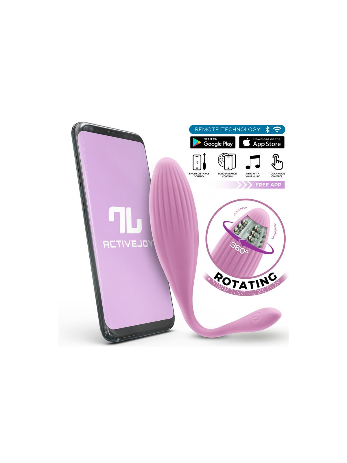 Huevo Vibrador con Bolas Internas con Rotación y APP USB