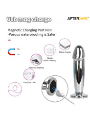 Sarmy Plug Anal Cromado con Vibración USB Magnético Talla M