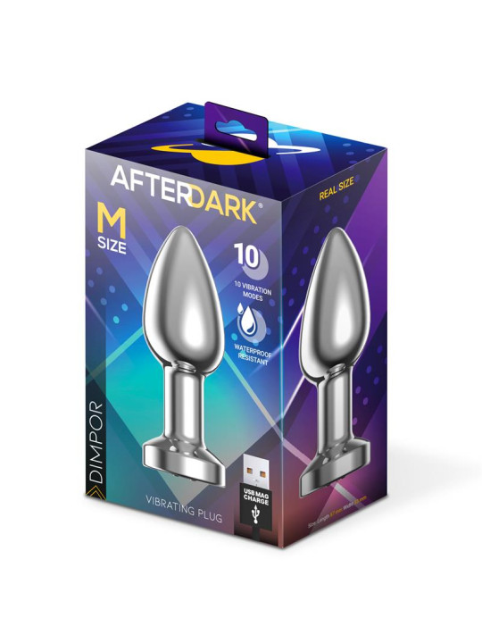 Dimpor Plug Anal Cromado con Vibración USB Magnético Talla M