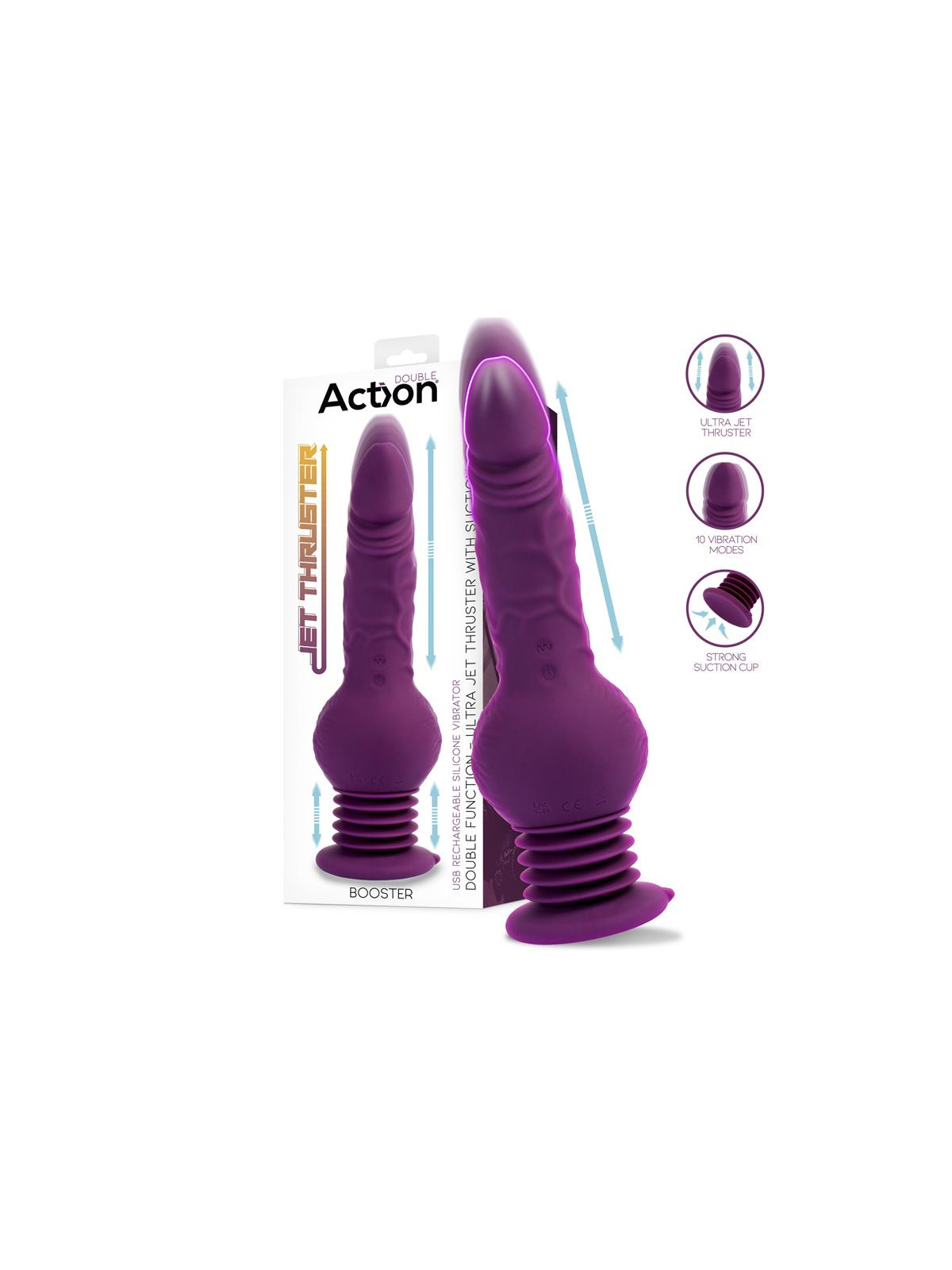 Booster Vibrador con Thrusting Ultra Jet Thruster con Potente Ventosa