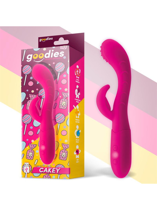 Cakey Vibrador Punto G y Conejito USB Silicona Fuchsia