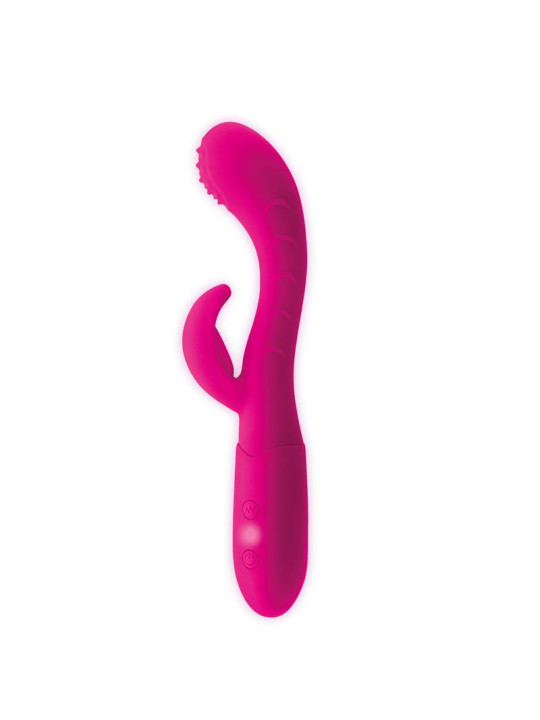 Cakey Vibrador Punto G y Conejito USB Silicona Fuchsia