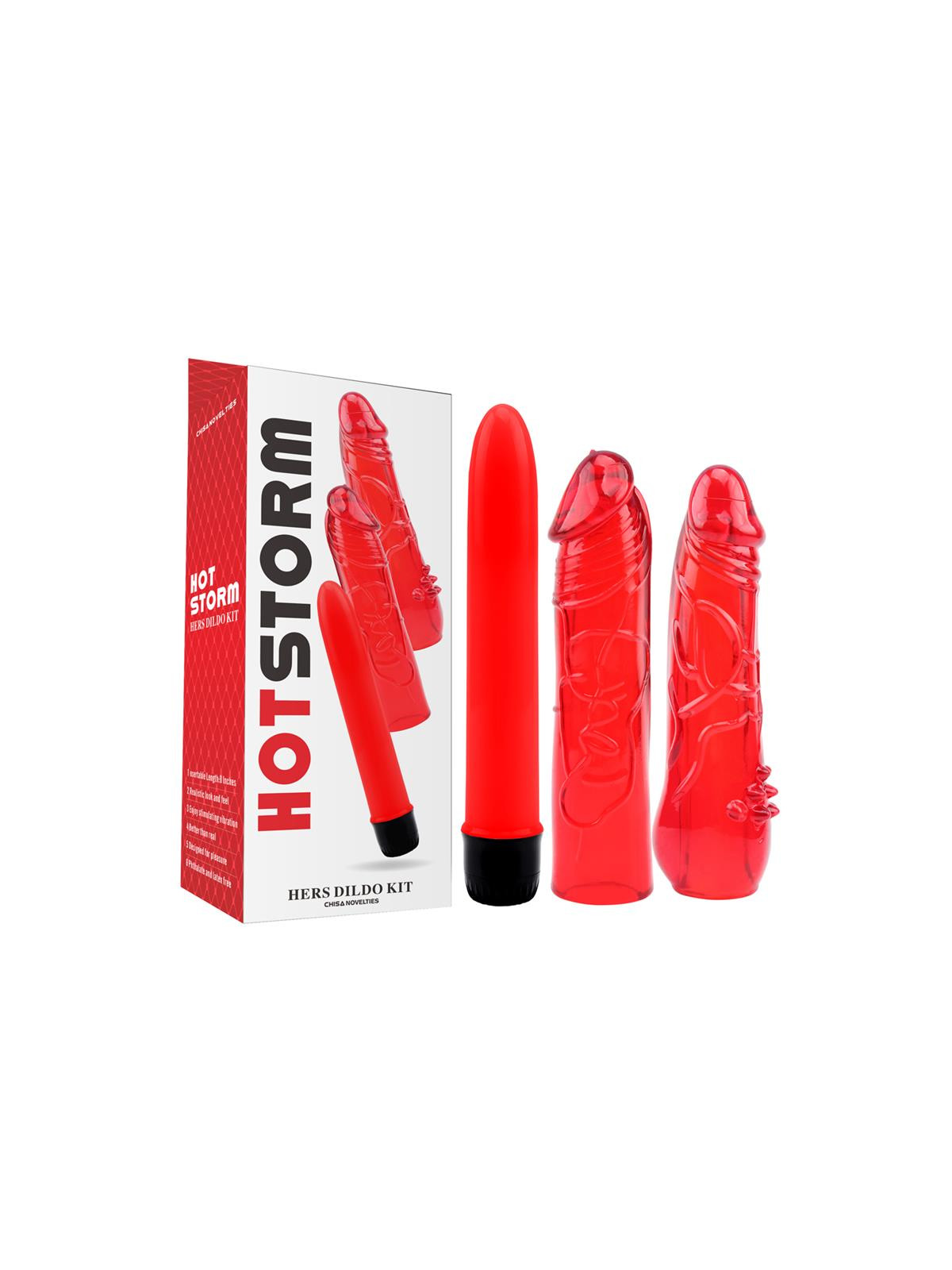 Kit Dildo y Vibrador Hers Dildo Kit Rojo