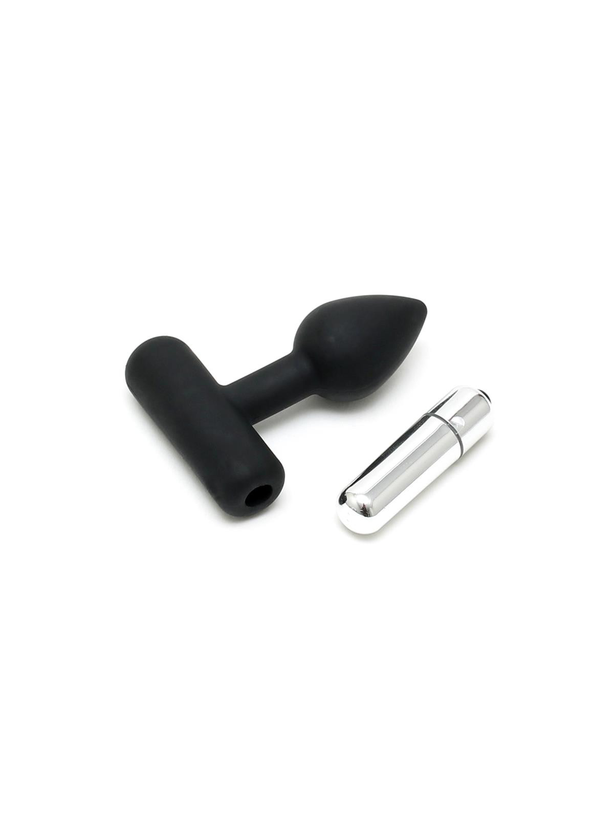 Rimba Latex Play Plug Anal con Bala Vibradora Color Negro